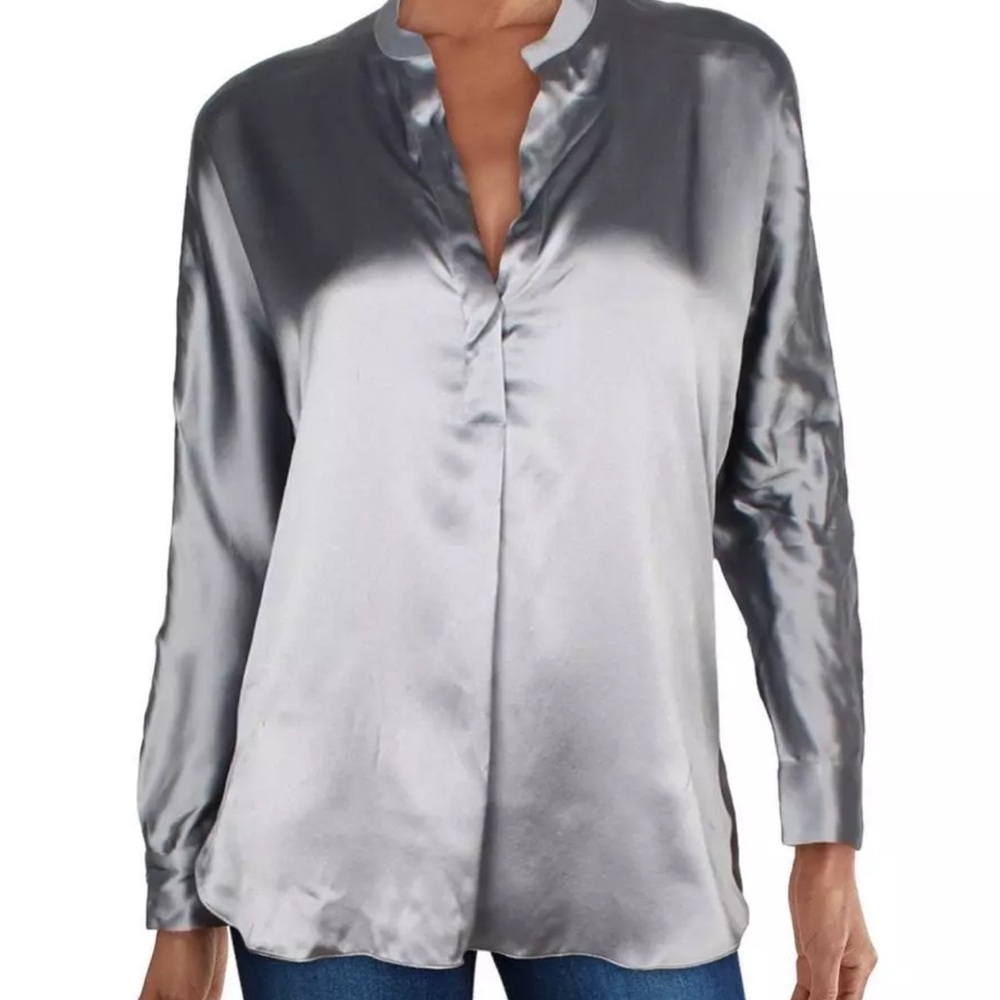 VINCE Silk Shirt Lavender Silver Top - NEW w Tags